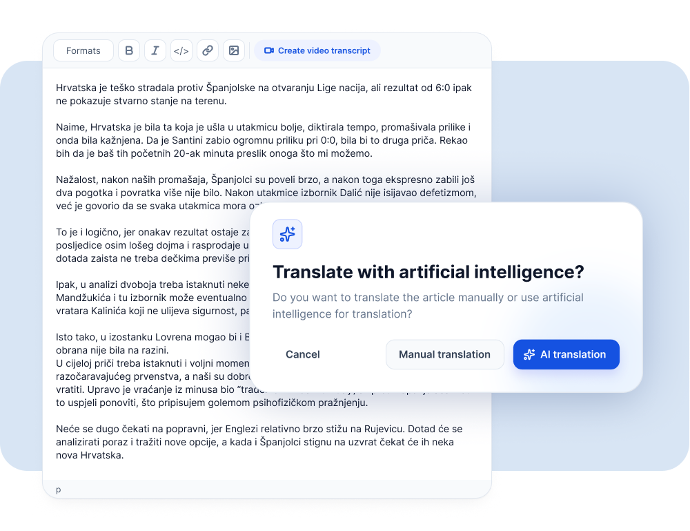 Translation and video analysis for GNK Dinamo